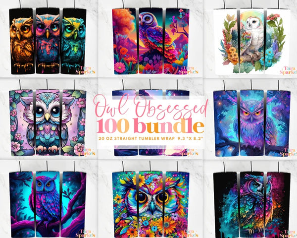 100 + Owl Tumbler Bundle, 20 oz Skinny Tumbler Sublimation Design