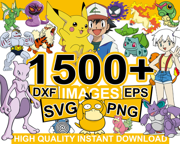 1500+ Pokemon bundle svg, png, dxf, eps