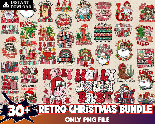Retro Christmas Bundle PNG, SVG, Christmas Sublimation Designs, Christmas Bundle svg