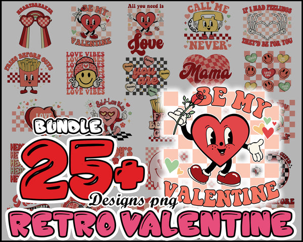 Retro Valentine's Day PNG, Cute Valentines Sublimation Design, Retro Valentine PNG