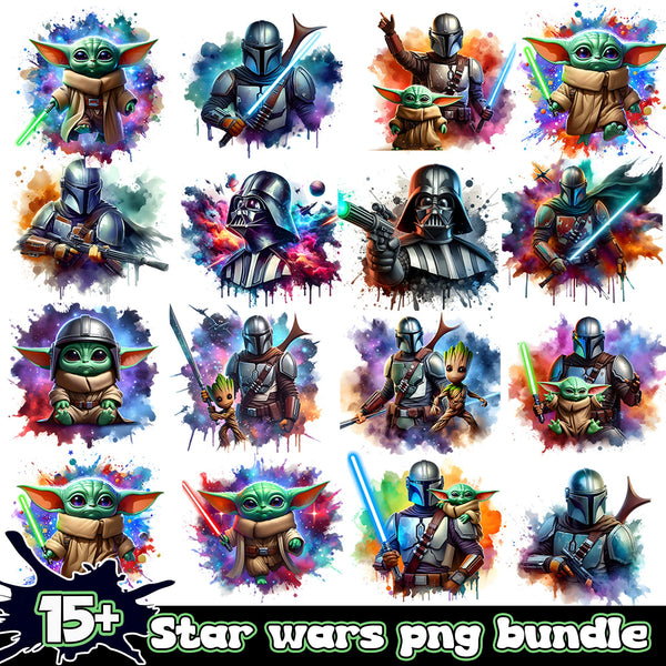 Star wars Splash and Watercolor png bundle