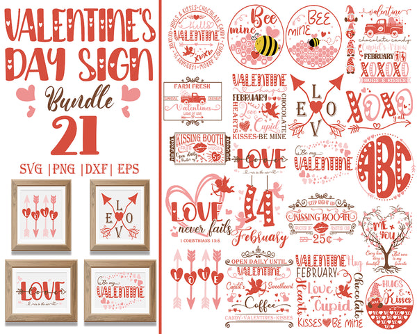 Valentine's Day Sign SVG Bundle, Valentine Svg, Valentine's Day Svg, Valentine's Day Shirt, Love, Heart, Valentines Gift - VLT29122207