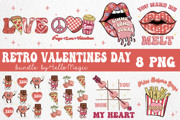 Retro Valentine Day Bundle - Valentine's Day PNG Bundle, Sublimation Bundle, Valentine's Day Sublimation Design Download - VLT15122204