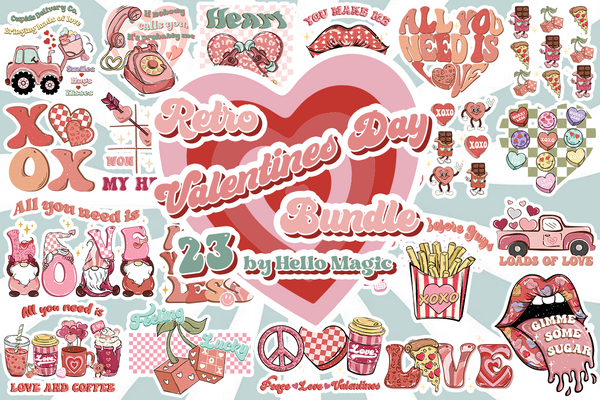 Retro Valentine's Day PNG, Cute Valentines Sublimation Design, Retro Valentine PNG - VLT15122206