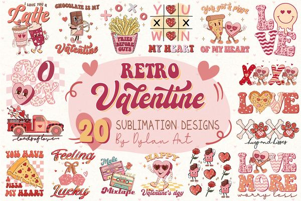20+ Retro Valentine's Day PNG, Cute Valentines Sublimation Design, Retro Valentine PNG - VLT15122207