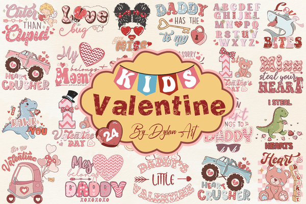 Kids Valentine Sublimation Png Bundle, Retro Valentine Png, Valentine Sublimation Png, Love Valentine Png - VLT15122211