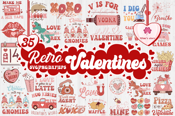 Retro Valentine's Svg Bundle, Retro Valentine Svg , Groovy Valentines Png, Be My Valentine Png, Valentine's day Png - VLT15122212