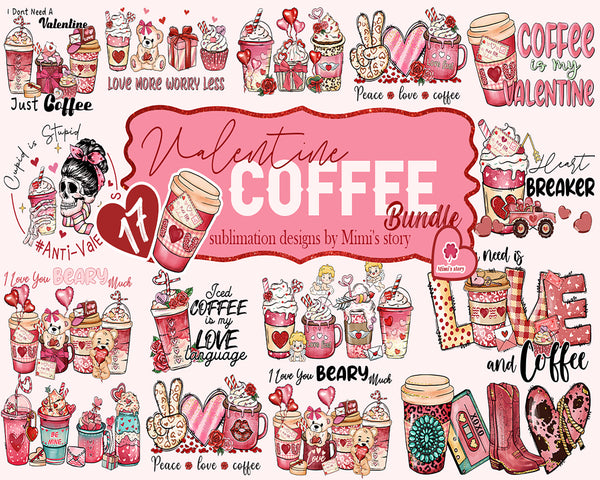 Valentine Coffee Png Bundle, Valentine Coffee Png, Valentine Drinks Png, Latte Drink Png - VLT29122201