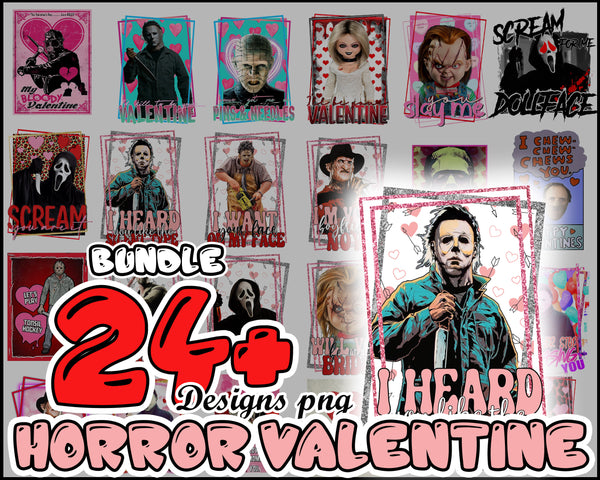 24+ Valentine's Day Horror Characters PNG Sublimation Bundle | Freddy Krueger, Jason Voorhees, Michael Myers | VLT30122202