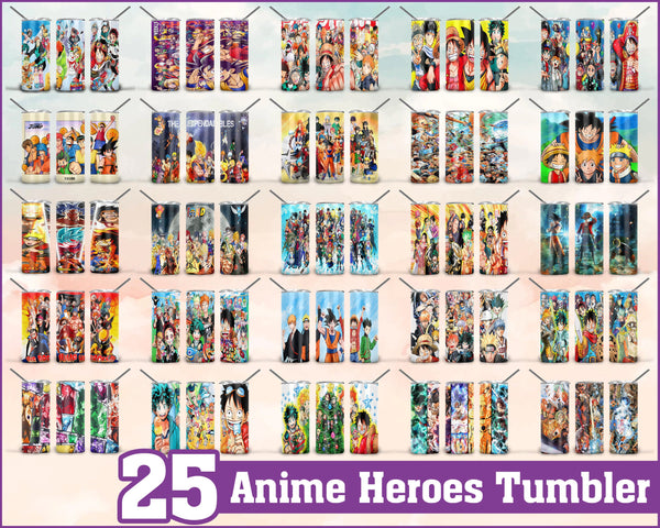 anime heroes Tumbler - Anime heroes PNG - Tumbler design - Digital download