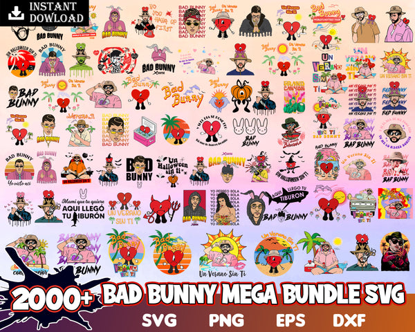 2000+ Bad Bunny Bundle, Bad Bunny svg bundle SVG PNG EPS DXP, Digital Download