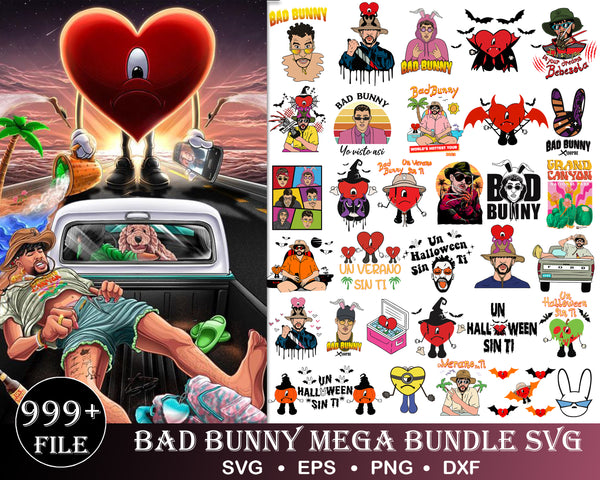 High Quality 999+ Bad Bunny Svg, Bad Bunny svg bundle SVG PNG EPS DXP, Digital Download,