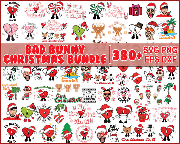 Mega Bundle Bad Bunny Christmas svg, Bad Bunny Xmas, Una Navidad Sin Ti High Quality, Instant Download