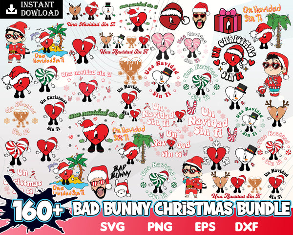 Bad Bunny Christmas svg, sin ti svg, Bad Bunny heart svg,Layered SVG, cricut , cut files, Svg Layered digital vector file