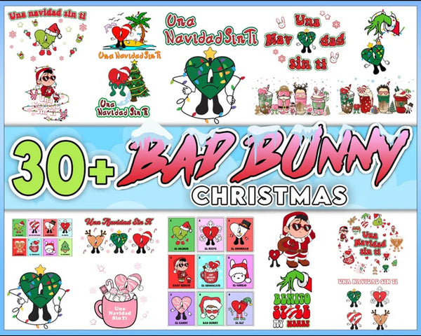 Bad Bunny Christmas Bundle, Bad Bunny Christmas Png, Bad Bunny Png, Instant Download