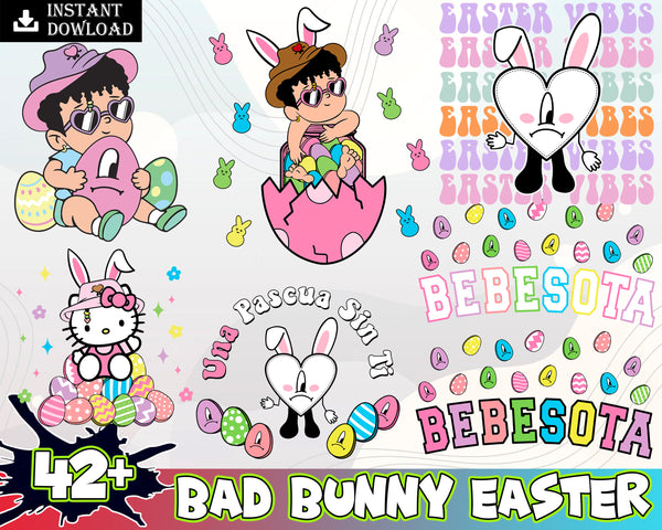 Easter Day Bad Bunny Png Svg Bundle, Bunny Bad Bunny Png, Easter Png, Easter Benito Svg