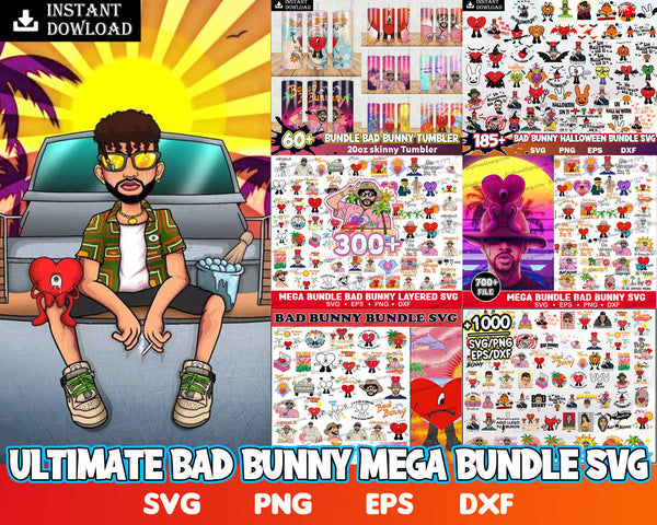 Bad Bunny Ultimate Bundle Svg, Bundle bad bunny svg, eps, png, dxf, Instant Download