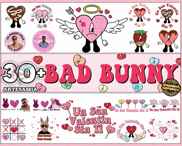 Bad Bunny png, Valentines Day Bad Bunny png, Bad Bunny sublimation design, Valentines day sublimation