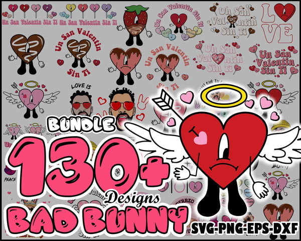 130 Bad Bunny svg, Valentines Day Bad Bunny png, Bad Bunny sublimation design, Valentines day sublimation