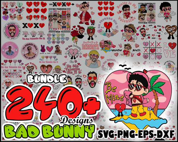 240+ Valentine Bad Bunny SVG PNG Bundle, Bad Bunny Valentines Svg, Un San Valentin Sin Ti Svg Png, Digital Download