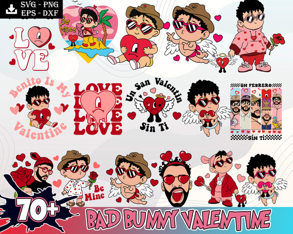 Un San Valentin Sin Ti Svg, Bad Bunny Candy Heart Svg, Pink Candy Heart, Valentine Bad Bunny Svg, Valentines Benito Svg