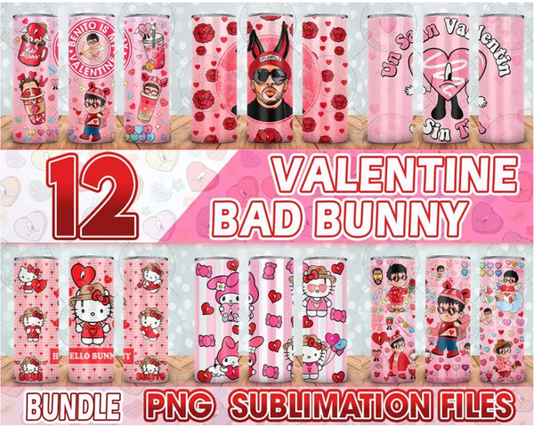 Valentine Bad Bunny Tumbler, Happy Valentine 20oz Tumbler, Trendy Valentine Benito Png