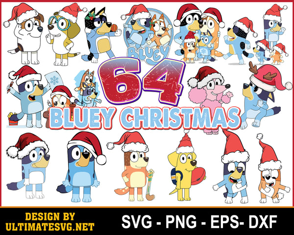 New Bluey Christmas The Dog Svg Bundle, Christmas Svg, Cartoon Svg, Bluey Svg, Bluey Png