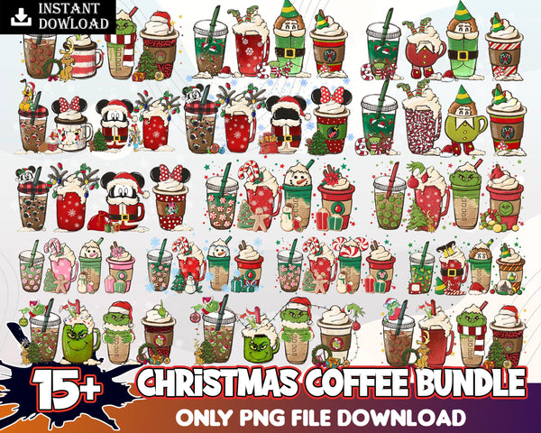 15+ Christmas Coffee PNG | Peppermint Latte | Christmas Cricut File | Coffee png svg | Sublimation