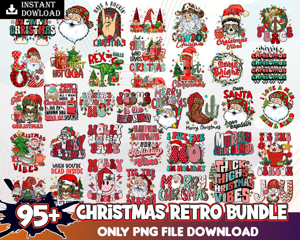 New Retro Christmas PNG Bundle, Retro Christmas Sublimation Bundle, Digital Download