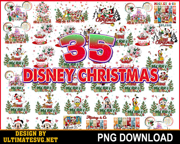 New Disney Christmas Bundle png, Disney Christmas png, Disney vector, Digital Download