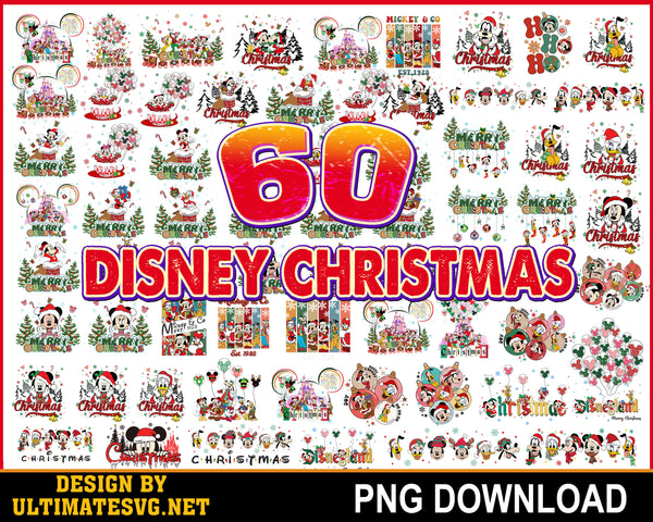 60+ Disney Christmas Bundle png, Disney Christmas png, Disney vector, Digital Download