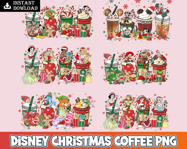 Christmas coffee PNG, Christmas iced latte bundle, green red sweets snow cozy winter women Sublimation