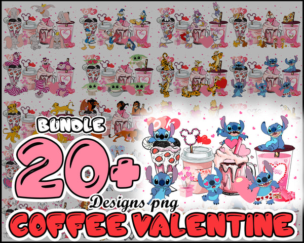 20+ Disney Valentine Coffee Cup Png, Valentine Coffee Png, Latte Drink Png, Valentine Love Png, Happy Valentine's Day Png - VLT30122201