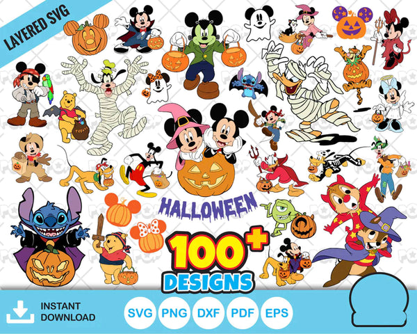 100+ Disney halloween svg, Halloween Pumpkin SVG, PNG famous halloween, cartoon characters cricut, cutting cut clipart svg