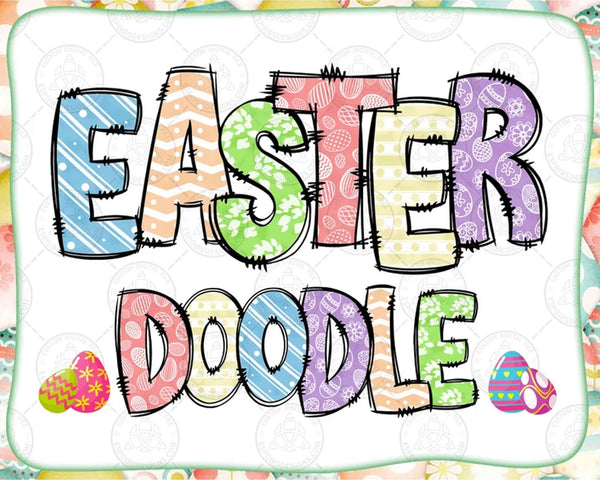 Easter Doodle Alphabet Bundle, Easter PNG Letters, Sublimation Design, Easter Day Png, Bunny Alphabet, Easter Font, Digital Download