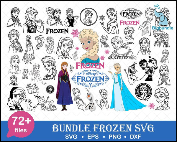 Frozen Svg Bundle Anna Elsa Disney Princess Bruni Olaf