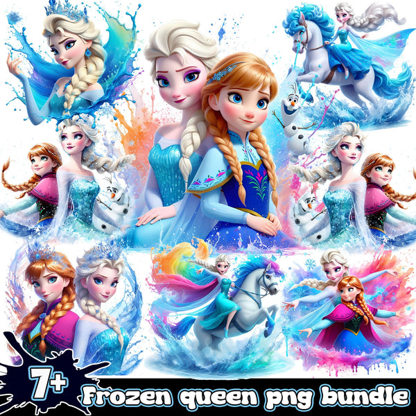 Frozen queen Splash and Watercolor png bundle
