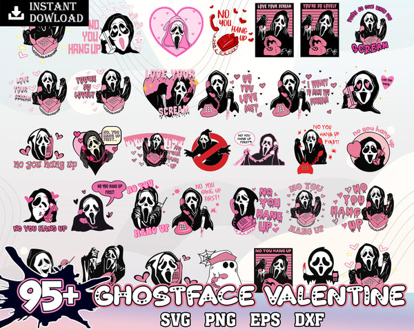 Valentine Ghostface SVG PNG Bundle, Ghostface Calling, No You Hang Up, Horror Valentine Png, Funny Valentine Movie Png