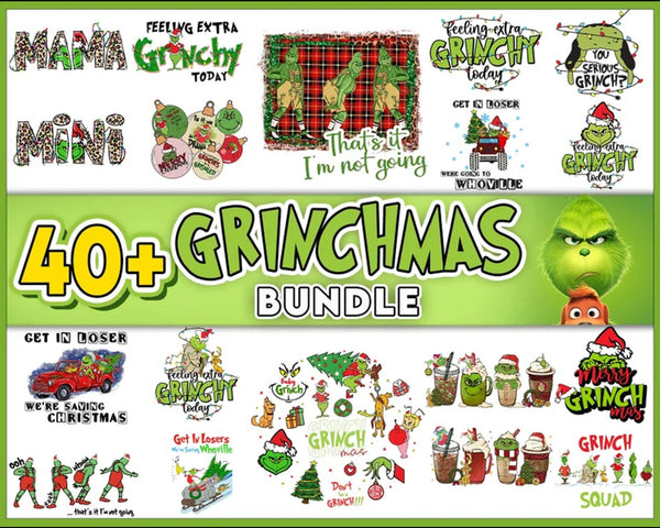 Instant Download 40+ Grinchmas PNG Bundle, Grinch Life Png, Merry Grinchmas Png, Retro Christmas Png Bundle
