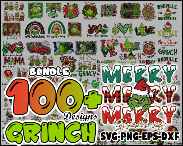 100+ Grinch Bundle SVG, Grinch Svg, Grinch Font, Instant Download, Clipart - CRM24112203