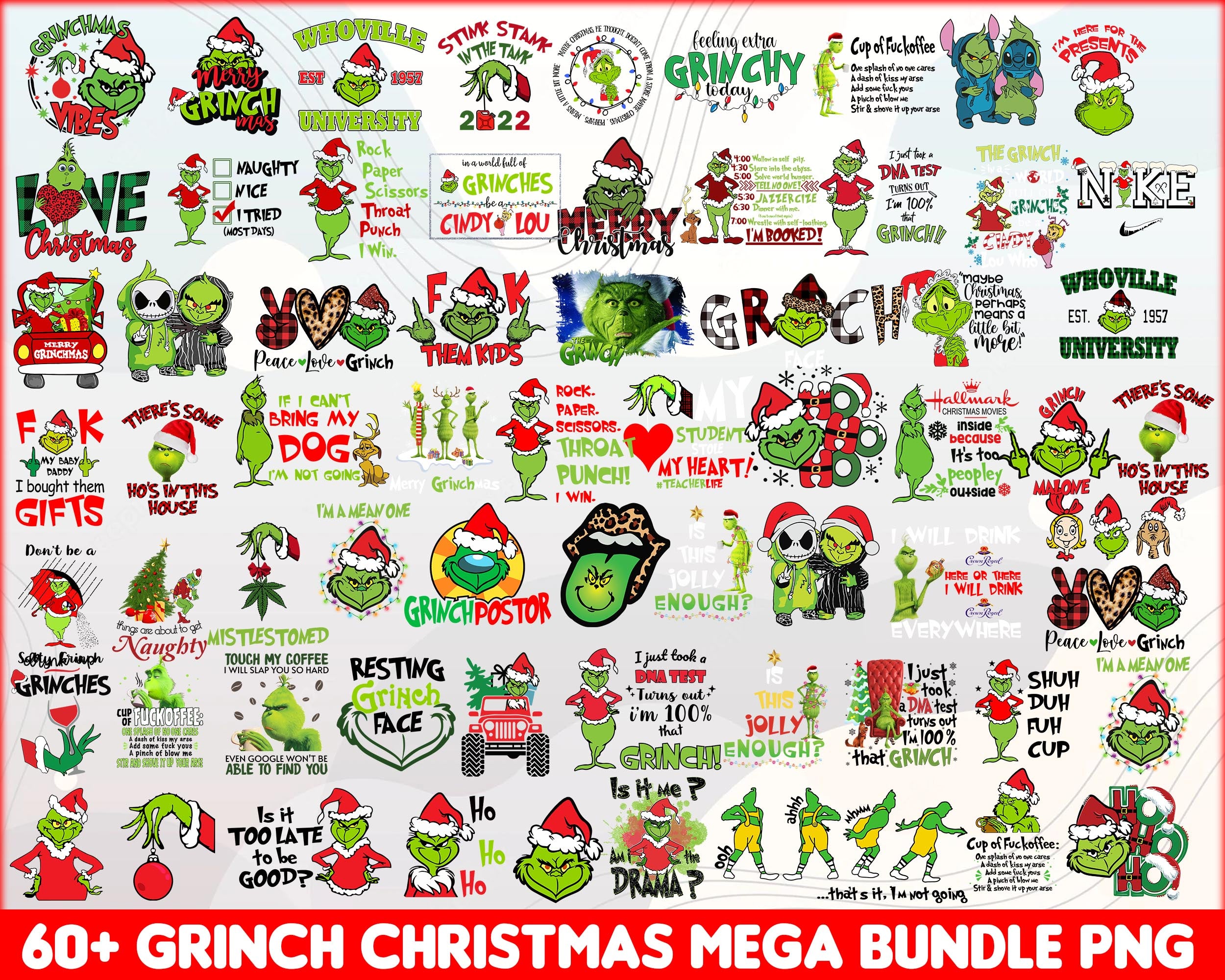 Christmas Png bundle, Grinch Png, Grinch face Png, Grinch mask, Grinch ...