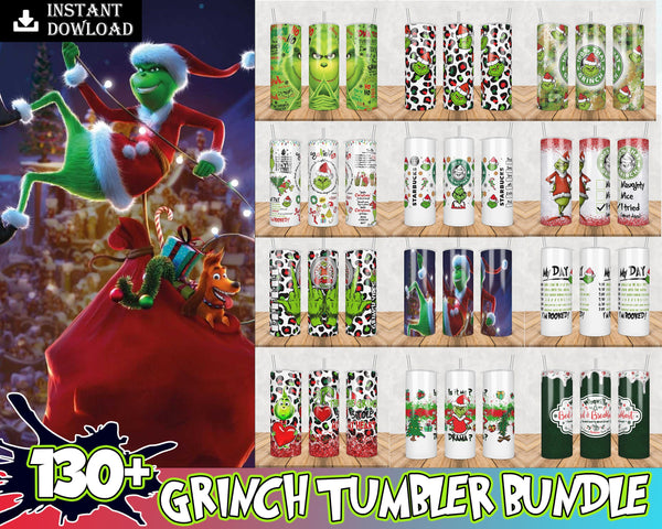 Bundle Grinch Tumbler Png, Skinny Tumbler Png, 20oz Skinny Tumbler, Christmas Tumbler, Christmas Png