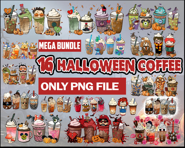 16+ Halloween Coffee png, Halloween bundle PNG, Digital Download, Instant Download