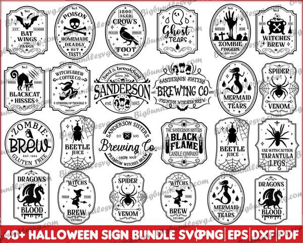 40+ Halloween Sign, Halloween bundle Svg, Pdf, Eps, Dxp, Halloween svg, Digital file