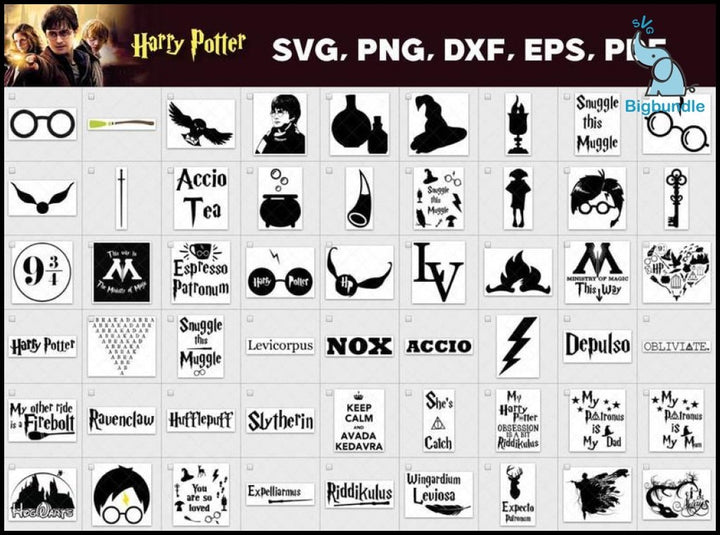 Harry Potter Bundle Svg Hogwarts Svg Hp Font 4000 Files