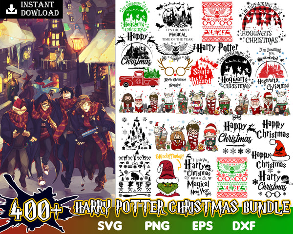 Vintage HP Wizard Houses Christmas SVG bundle, Magic Christmas Harry Shirt, Harry Potter png, Christmas eps dxf - CRM05112206