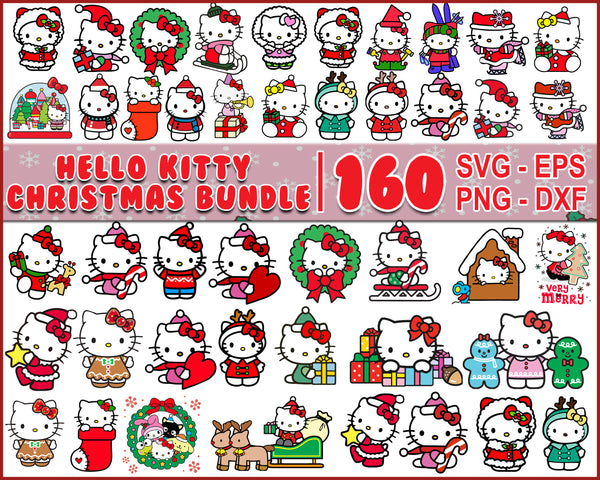 Mega Christmas Hello-Kitty Vector Bundle, Svg, Png, Cricut - Instant Download - High Quality - CRM07112202