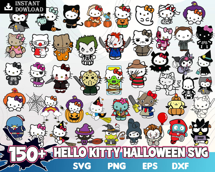 Retro Hello Spooky Kitty Halloween SVG Bundle Download