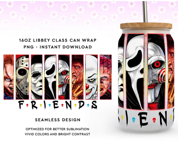 Horror Movie Characters Friends Glass Wrap PNG