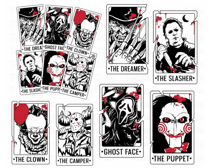 Horror Halloween Characters Tarot Card svg